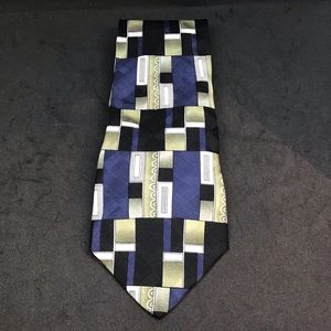 Erreuno Milano Milan Italy 100% Imported Silk Tie Italian Block Geometric